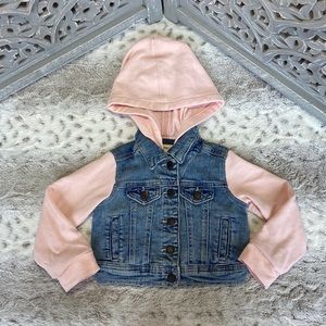 Tucker + Tate jean jacket girls 2T pink hoodie pastel rainbow girlhoodcore denim
